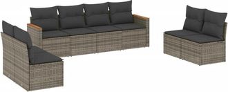 vidaXL Vidaxl - Set De Sof&aacute;s De Jard&iacute;n 8 Pzas Y Cojines Rat&aacute;n Sint&eacute;tico Gris