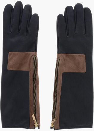 Aristide Leather Gloves With Suede Detail And Side Zip size 7,5
