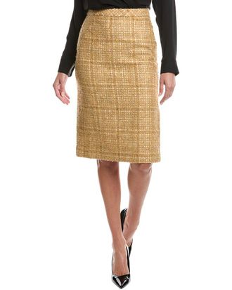St. John Check Tweed Wool-Blend Skirt