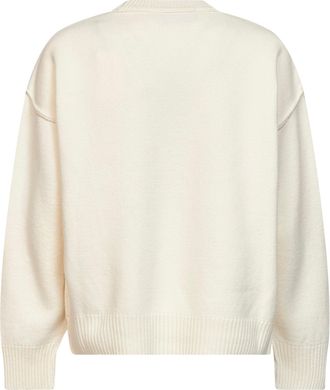 Ami Mens Crewneck Ami De Coeur Ivory Merino Wool Sweater