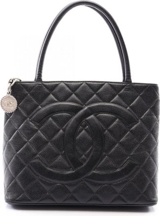 Chanel Black Grained Calfskin Handbag Tote Bag (Pre-Owned)
