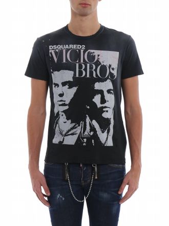 Dsquared2 Mens Vicious Bros Cotton T-Shirt In Black
