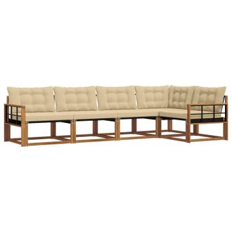 vidaXL Conjunto De Sof&aacute;s De Exterior Con Coj&iacute;n 5 Pcs Natural Y Beige Vidaxl