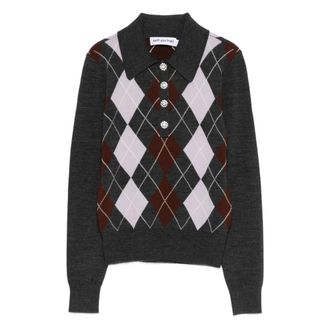 Self Portrait Round-neck Knitwear, female, Multicolor, Size: XS Argyle Lightweight Jumper