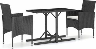 vidaXL Juego De Comedor Para Jard&iacute;n 3 Piezas Negro Vidaxl