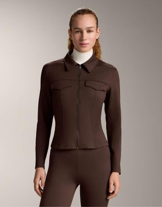 Oysho Giacca marrone scuro a coste effetto neoprene