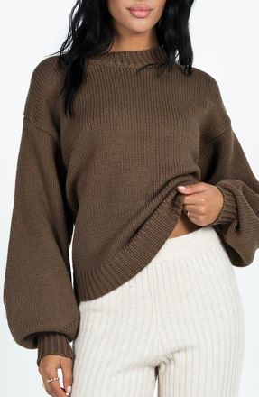 Princess Polly Harmony Balloon Sleeve Sweater in Brown at Nordstrom, Size Medium