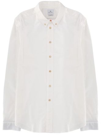 Paul Smith Neutrals Tailored Fit Button-Down Organic Cotton Shirt