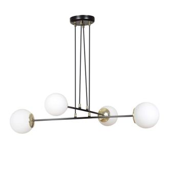 Wonderlamp L&aacute;mpara colgante elegante 4 luces n&oacute;rdico negro con detalles dorados