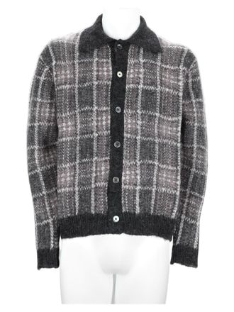 Our Legacy Evening Plaid Alpaca-Blend Polo Sweater