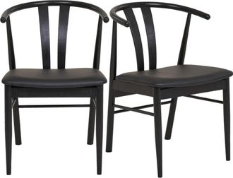 Moloo de comedor en haya negra maciza y PU negro (x2)