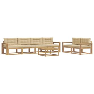 vidaXL Conjunto De Sof&aacute;s De Exterior Con Coj&iacute;n 6 Pcs Y Beige Vidaxl