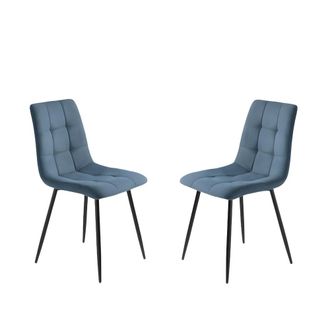 MondoViro Juego de 4 sillas de tela azul cm 45x53 88h