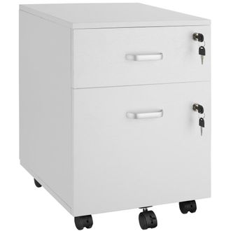 TecTake Cajonera con ruedas y 2 cajones con cierre, 40 x 46 x 54,5 cm, blanco