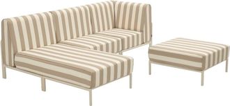 Oviala Conjunto de jard&iacute;n bajo modular a rayas para 4 personas Beige
