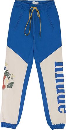 Rhude logo-print colour-block track pants - Blue