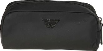 Emporio Armani Eagle Plaque Beauty Case - Heren - Toilettassen - Zwart - ONE Size - Nylon - Tassen