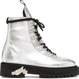 Off-white Off White Metallic Finish Ankle Boots