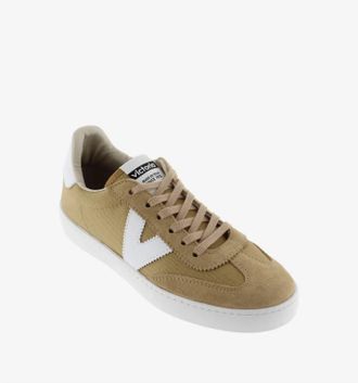 Victoria Womens Berlin Split Leather Nylon Sneakers In Taupe