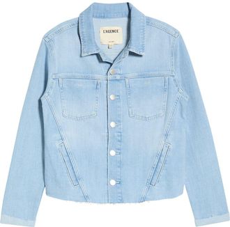L'agence Janelle Raw Cut Slim Denim Jacket in Bayridge at Nordstrom, Size X-Large