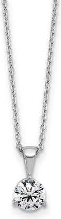 Diamond2Deal 14k White Gold Round 3/4 Ct Lab Grown Diamond 3 Prong Solitaire Pendant Necklace 18