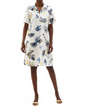 Joseph Ribkoff Tropical Print A-Line Shirt Dress In Vanilla/multi