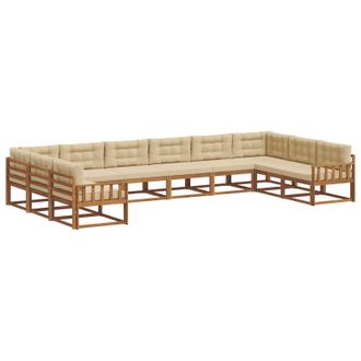 vidaXL Conjunto De Sof&aacute;s De Exterior 10 Uds. Natural Y Beige Vidaxl
