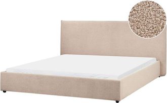 Beliani Beliani - Letto matrimoniale in tessuto boucl&eacute; tortora 180 x 200 cm Lavaur