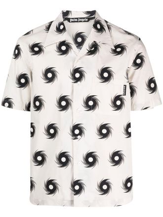Palm Angels Bowlingshirt met print - Beige