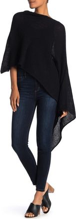 Portolano Lightweight Lambswool Cowl Neck Poncho in Black at Nordstrom Rack