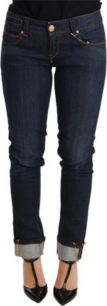 Acht Blauwe Gewassen Lage Taille Skinny Denim Jeans - Dames - Slim Fit Jeans - Blauw - W26 - Denim - Jeans