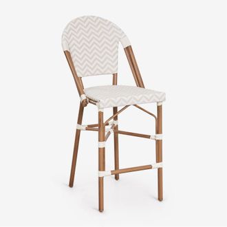 Sklum Sgabello alto impilabile da giardino con schienale in alluminio e rattan sintetico Brielle Bistro SKLUM