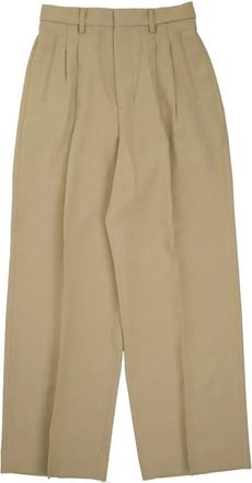 Ami Straight Fit Trousers - female - Ami Paris - Wide Trousers - Beige - 3XS - Trousers