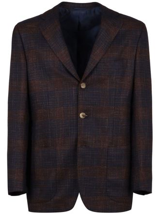 Kiton check-pattern blazer - men - Wool - 48 - Blue