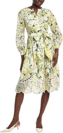 Teri Jon by Rickie Freeman Teri Jon By Rickie Freeman Eyelet-Trim Midi Dress