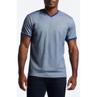 Robert Graham Tipped V-Neck T-Shirt in Navy at Nordstrom, Size Small