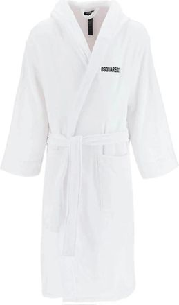 Dsquared2 Badjas met Logo - Heren - Badjassen - Wit - XS - Katoen - Nachtkleding