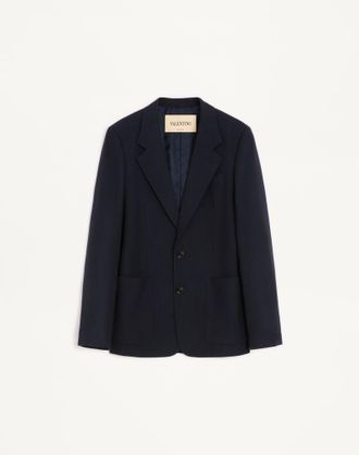 Valentino Giacca monopetto Valentino in lana natt&egrave; Uomo BLU SCURO 44