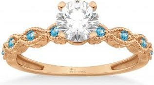 Allurez Vintage Marquise Blue Topaz Engagement Ring 18k Rose Gold (0.18ct)