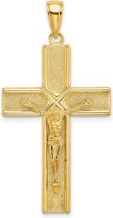 Diamond2Deal 14k Yellow Gold Satin Finish Crucifix Charm