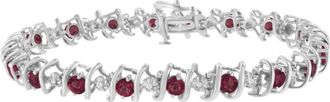 House of Brilliance 925 Sterling Silver Lab-Grown Birthstone and 1/6 Cttw Diamond Tennis Bracelet in Red Ruby at Nordstrom