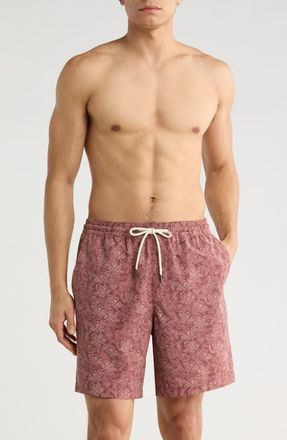 Nordstrom 7-Inch Volley Swim Shorts in Red Fire Botanical at Nordstrom, Size Xx-Large