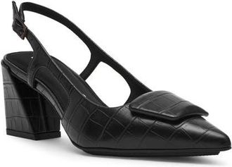 Anne Klein Renatta Slingback Pointed Toe Pump in Black Croc at Nordstrom, Size 7.5