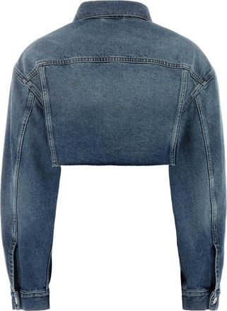 Miu Miu Womens Denim Cropped Jacket Blue Cotton