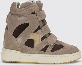 Isabel Marant Sneakers alte con zeppa IM3 in pelle scamosciata bicolore con strappi