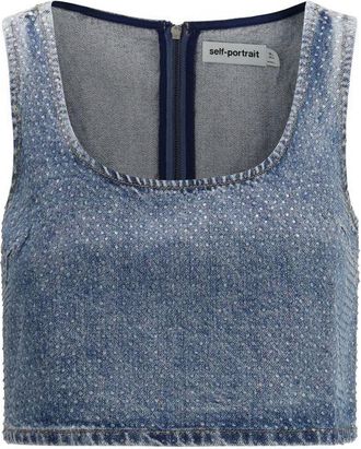 Self Portrait Blue Denim Womens Shirt