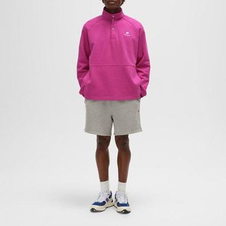 New Balance Mens Made in USA Quarter Zip Sweatshirt in Pink Cotton Fleece, size Large
