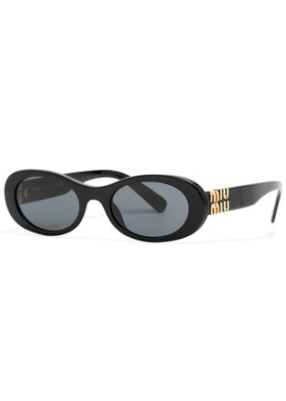 Miu Miu Eyewear Oval-frame Womens Designer Sunglasses - Black - One Size
