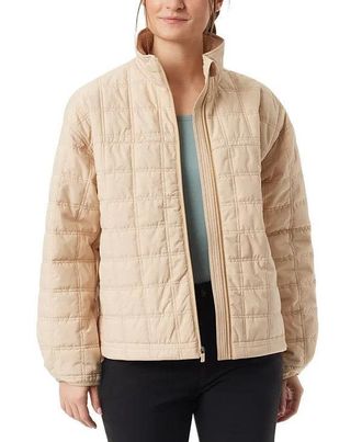 G.H. Bass & Co. Bass Outdoor Puffer Jacket Womens Kelp Quilted Full Zip Oversized Spring FTS697
