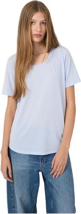 Repeat Lyocell-katoenen T-shirt - Dames - T-shirts - Blauw - M - Katoen - Tops